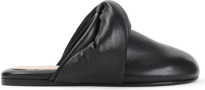 Garnier Knotted Black Lamb Leather Mules