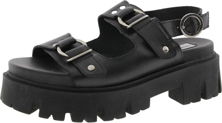 Garrick Womens Adjustable Leather Platform Sandals