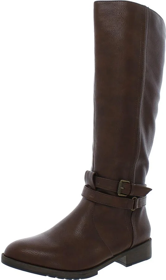 Garrison Womens Faux Leather Pull On Knee-High Boots