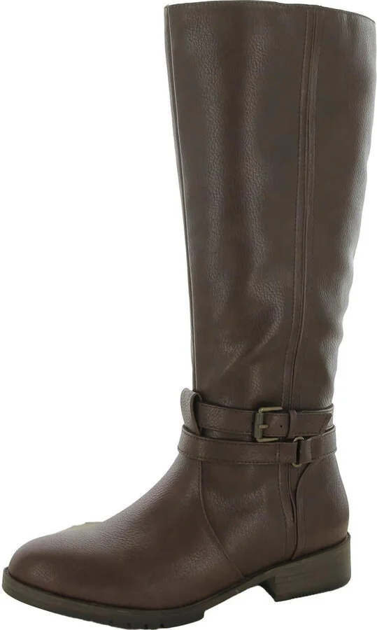 Garrison Womens Faux Leather Wide Calf Knee-High Boots