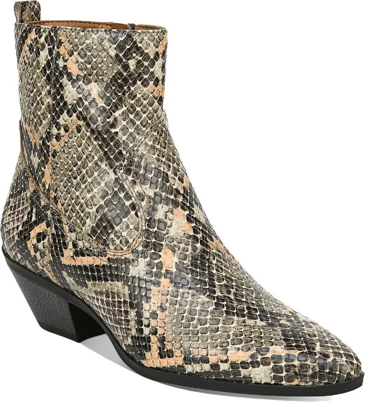 Garth Womens Faux-Leather Snake-Print Ankle Boots