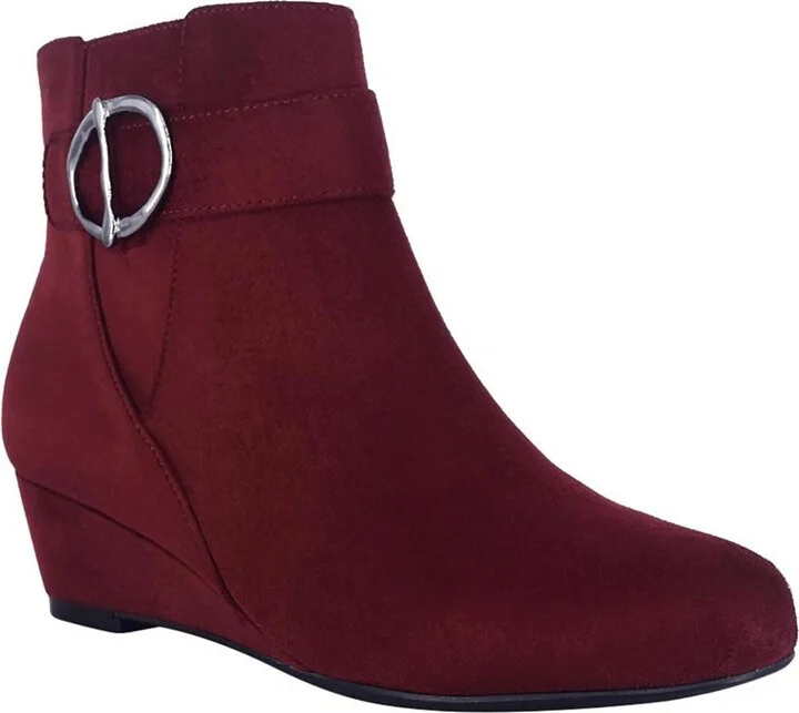 Garwin Womens Faux Suede Wedge Ankle Boots