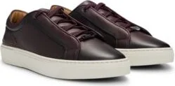 Gary burnished-leather trainers with hidden laces- Dark Red Men's Sneakers size 11