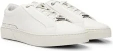 Gary grained-leather trainers with logo lace loop- White Men's Sneakers size 9