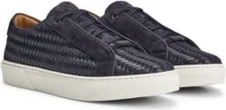Gary Italian-made woven trainers in leather and suede- Dark Blue Men's Sneakers size 6