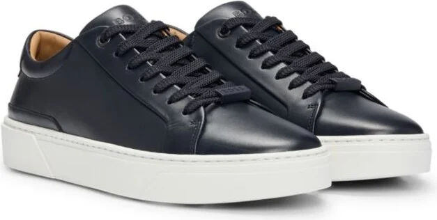 Gary leather low-top trainers with branded lace loop