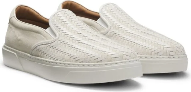 Gary slip-on trainers with woven and plain suede