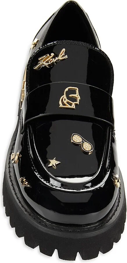 Gaston Rocker Logo Appliqué Glossy Loafers - Image 5