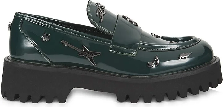 Gaston Rocker Logo Appliqué Glossy Loafers