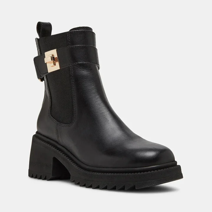 Gates Chelsea Women's Size 6 Black Leather Block Heel Boots ZPO1681