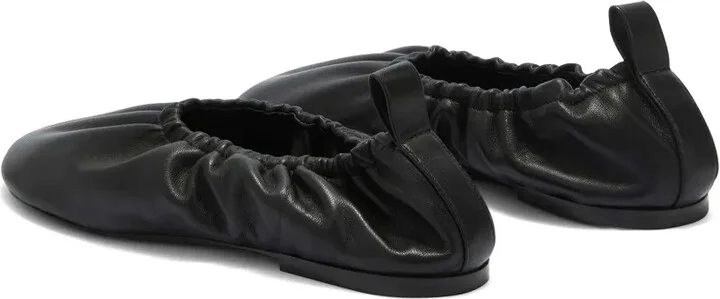 Gathered-Detail Leather Ballerina Shoes - Image 3