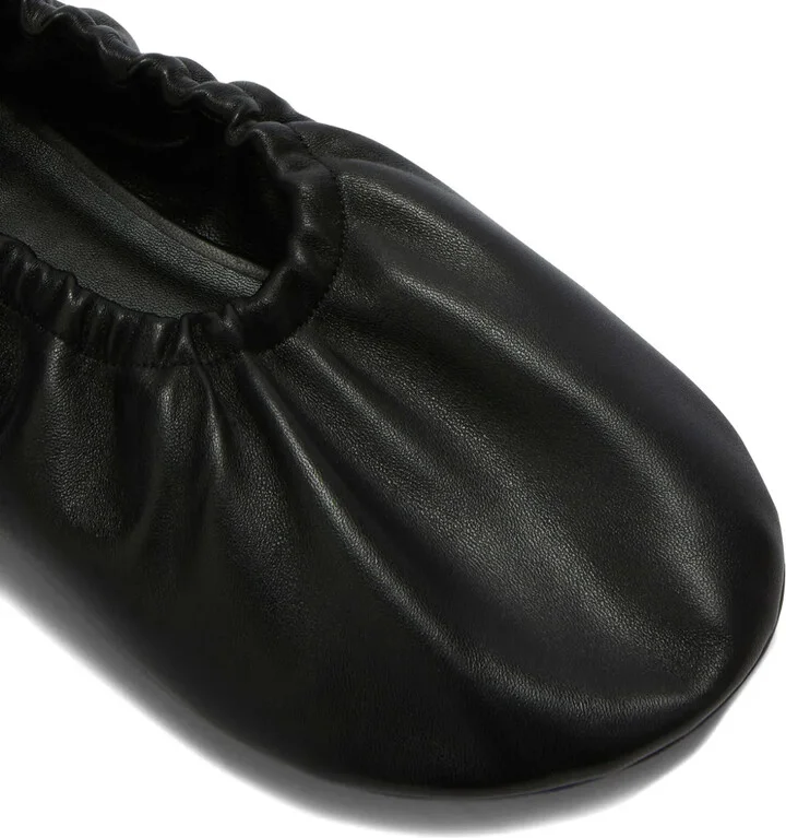 Gathered-Detail Leather Ballerina Shoes - Image 5