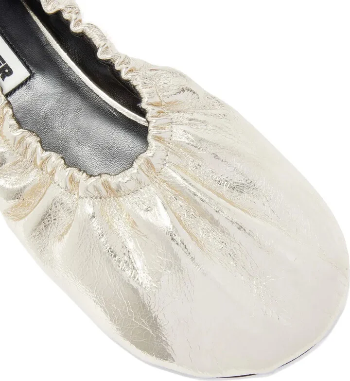 Gathered-Detail Leather Ballerina Shoes - Image 5