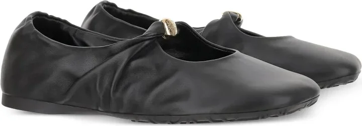Gathered Leather Ballet Flats - Image 2
