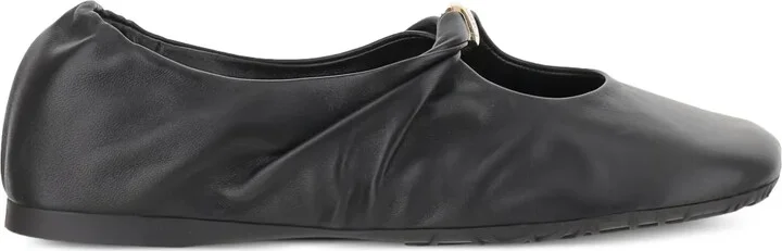 Gathered Leather Ballet Flats