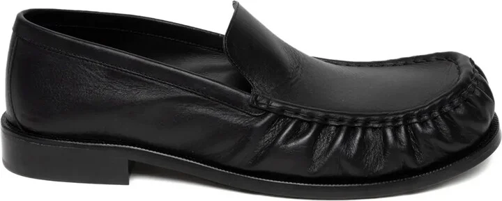 Gathered-Leather Loafers