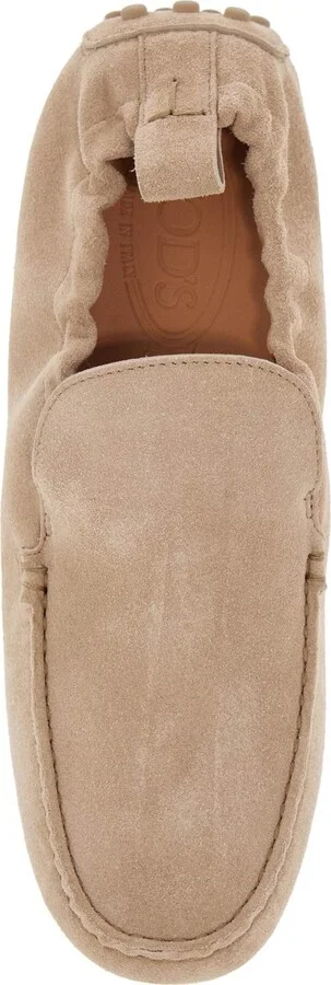 Gathered Leather Slippers In Cord Color - Image 2