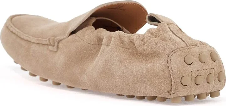 Gathered Leather Slippers In Cord Color - Image 3