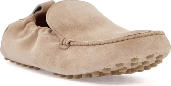 Gathered Leather Slippers In Cord Color - Image 4