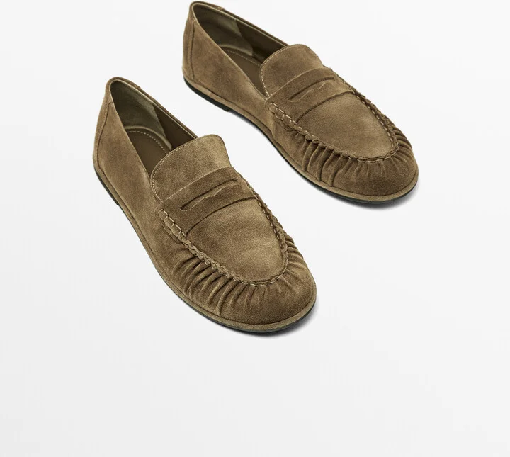 Gathered Split Leather Loafers - Image 3