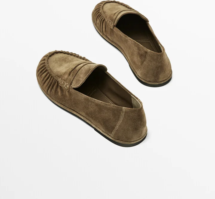 Gathered Split Leather Loafers - Image 4