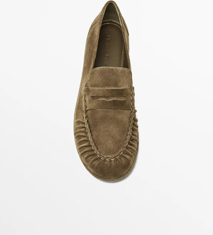 Gathered Split Leather Loafers - Image 5