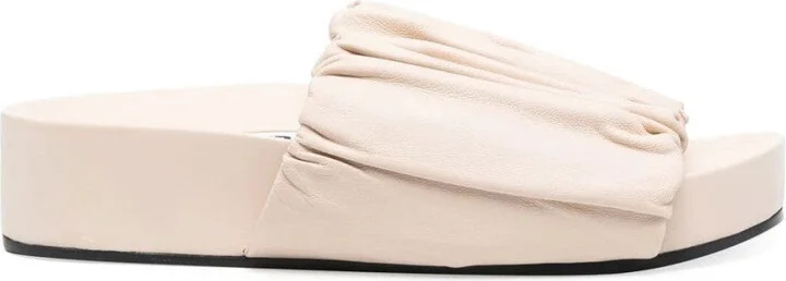 Gathered Texture Open Sandals With Platform Sole
