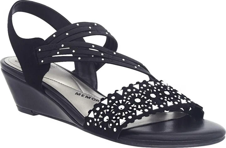 Gatrina Womens Embellished Ankle Strap Slingback Sandals