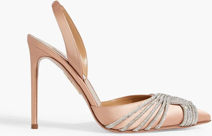 Gatsby Sling 105 crystal-embellished satin slingback pumps