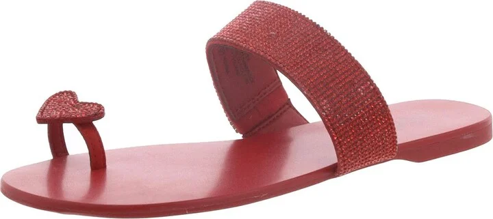 Gavena Womens Rhinestone Flat Slide Sandals