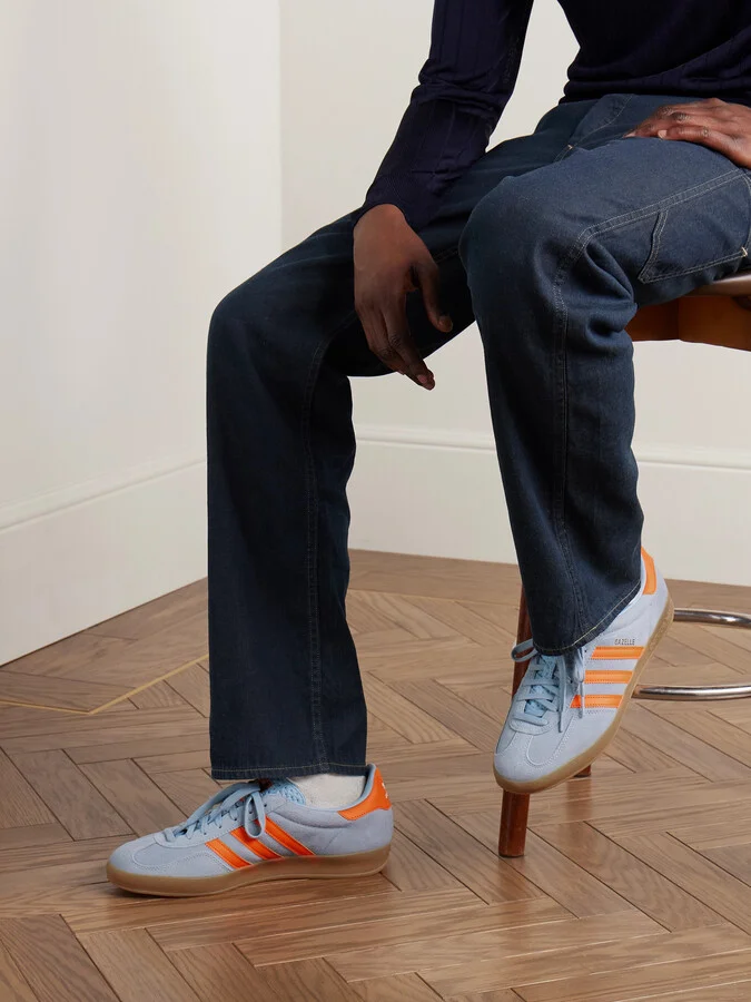 Gazelle Indoor Leather-Trimmed Suede Sneakers - Image 2
