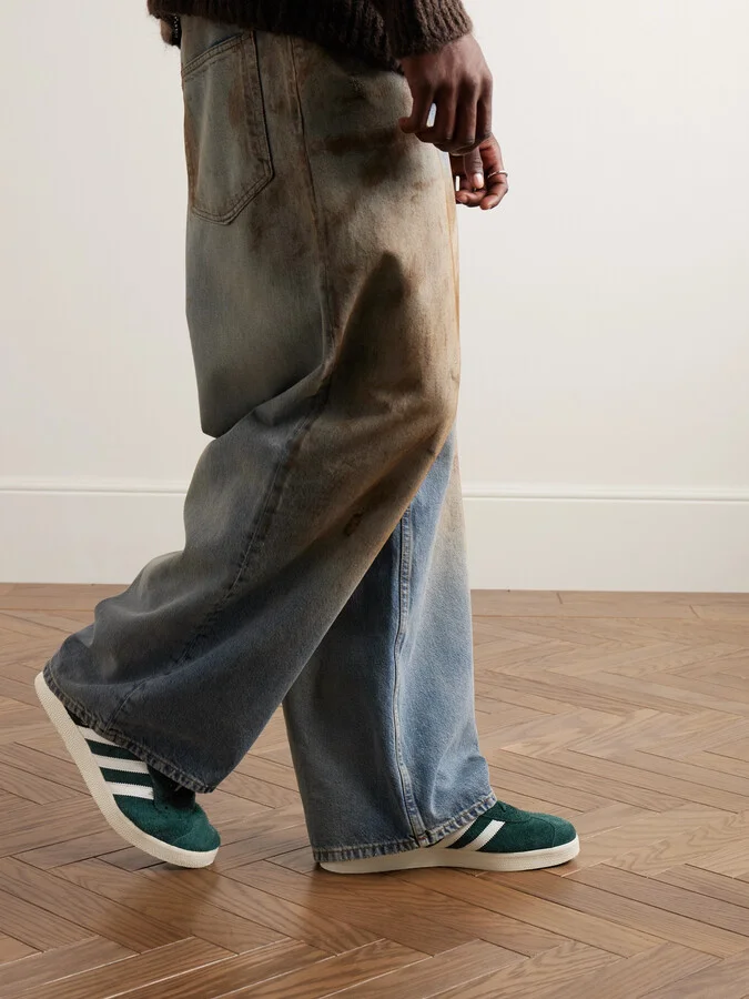 Gazelle Leather-Trimmed Brushed Faux Suede Sneakers - Image 2