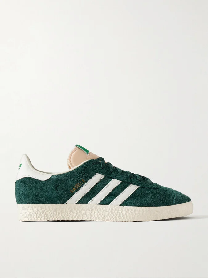 Gazelle Leather-Trimmed Brushed Faux Suede Sneakers
