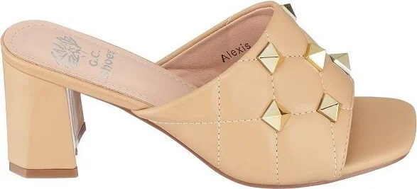 GC Shoes Alexis Lilac Studded Block Heel Sandals - Image 3