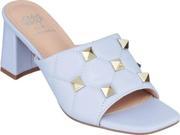 GC Shoes Alexis Lilac Studded Block Heel Sandals