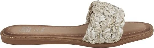 GC Shoes Arly Black Woven Squared Toe Slide Flat Sandals - Image 3