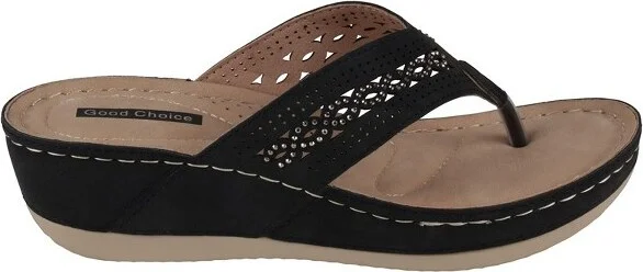 GC Shoes Bari Lilac Embellished Perforated Comfort Slide Wedge Sandals - Image 4