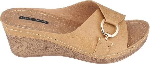 GC Shoes Bay Black Hardware Comfort Slide Wedge Sandals - Image 3