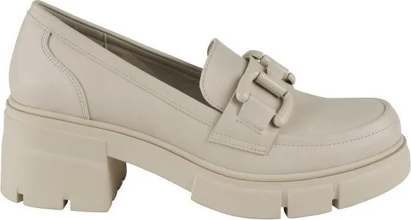GC Shoes Caesar Off White Heeled Platform Loafers - Image 2