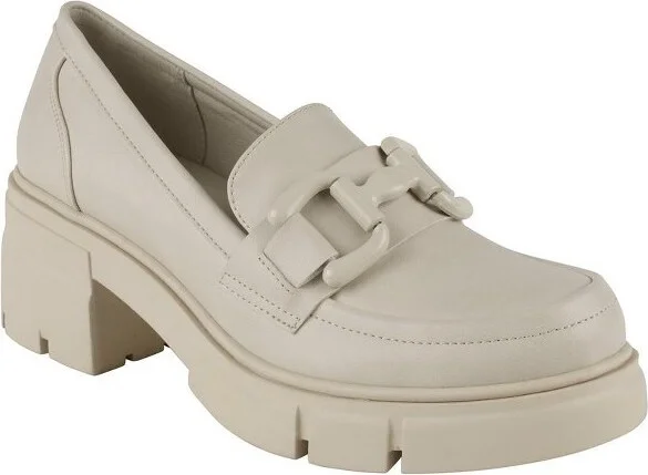 GC Shoes Caesar Off White Heeled Platform Loafers