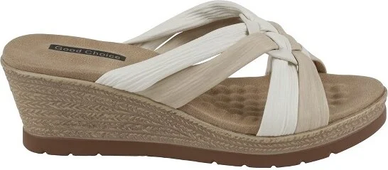 GC Shoes Caro Lavender Two-Tone Strappy Comfort Slide Wedge Sandals - Image 2