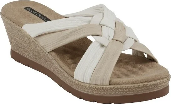 GC Shoes Caro Lavender Two-Tone Strappy Comfort Slide Wedge Sandals