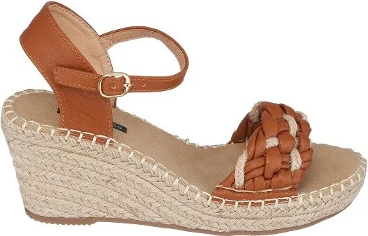 GC Shoes Cati Tan Woven Espadrille Comfort Slingback Wedge Sandals - Image 2