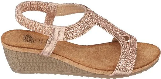 GC Shoes Coretta Red Embellished Slingback Wedge Sandals - Image 3