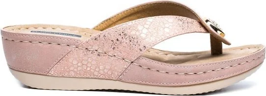 GC Shoes Dafni Yellow Embellished Two-Tone Comfort Slide Wedge Sandals - Image 3