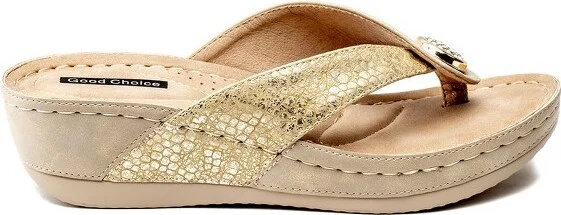 GC Shoes Dafni Yellow Embellished Two-Tone Comfort Slide Wedge Sandals - Image 6