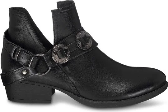 GC Shoes Elisa Taupe Studded Strap Accent Cut Out Stacked Heel Ankle Booties - Image 3