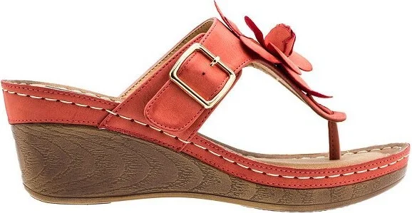 GC Shoes Flora Green Flower Comfort Slide Wedge Sandals - Image 6