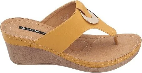 GC Shoes Genelle Black Hardware Comfort Slide Wedge Sandals - Image 4