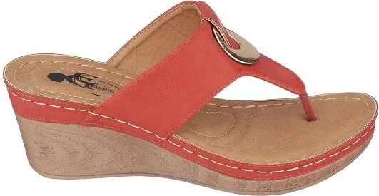 GC Shoes Genelle Black Hardware Comfort Slide Wedge Sandals - Image 5